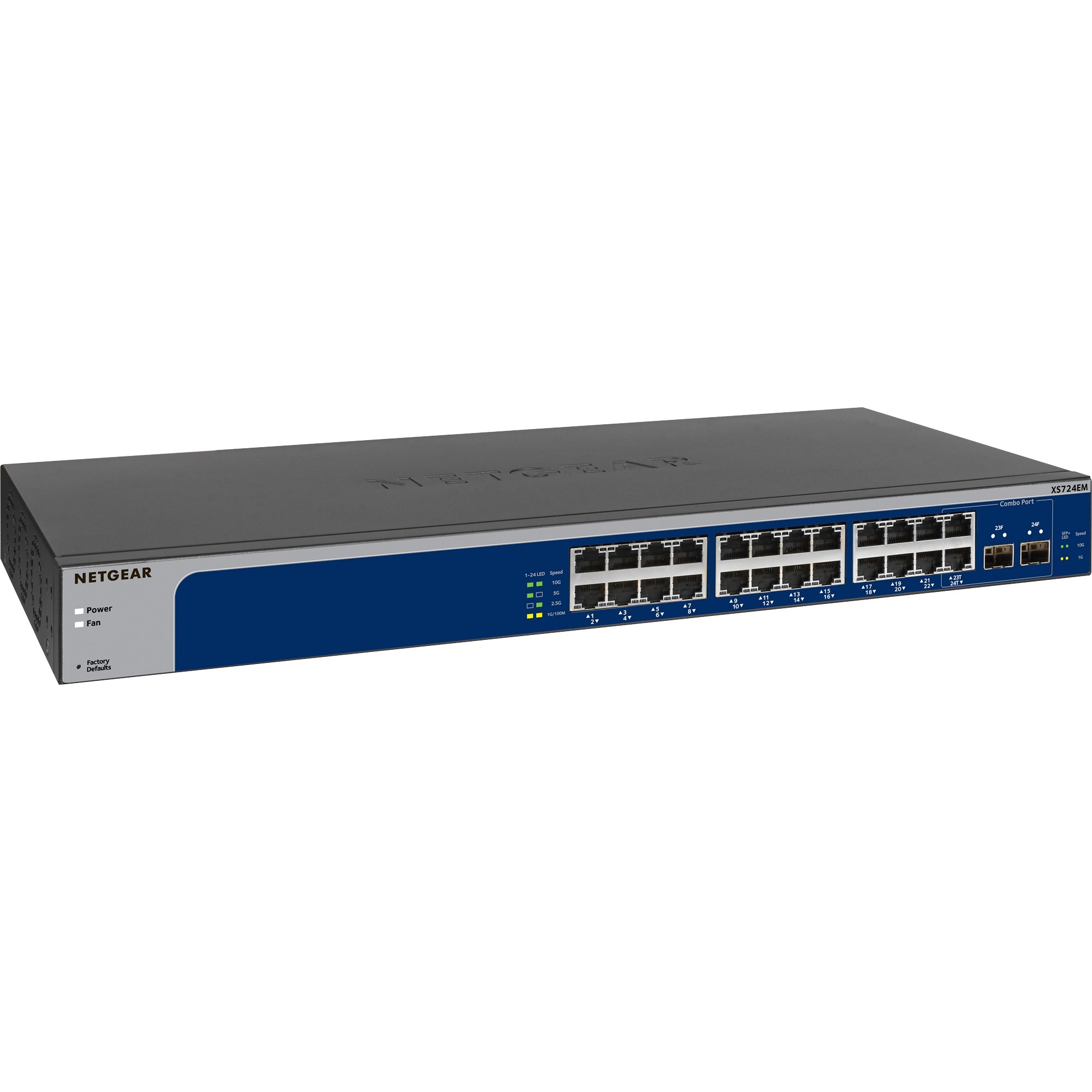 XS724EM Zarządzany L2 10G Ethernet (100/1000/10000) Niebieski, Szary 1U, Przełącznik