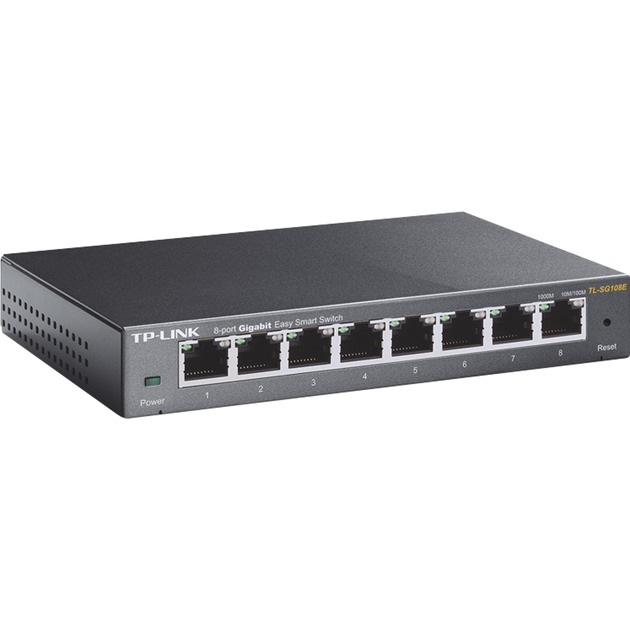 TL-SG108E łącza sieciowe Nie zarządzany L2 Gigabit Ethernet (10/100/1000) Czarny, Przełącznik
