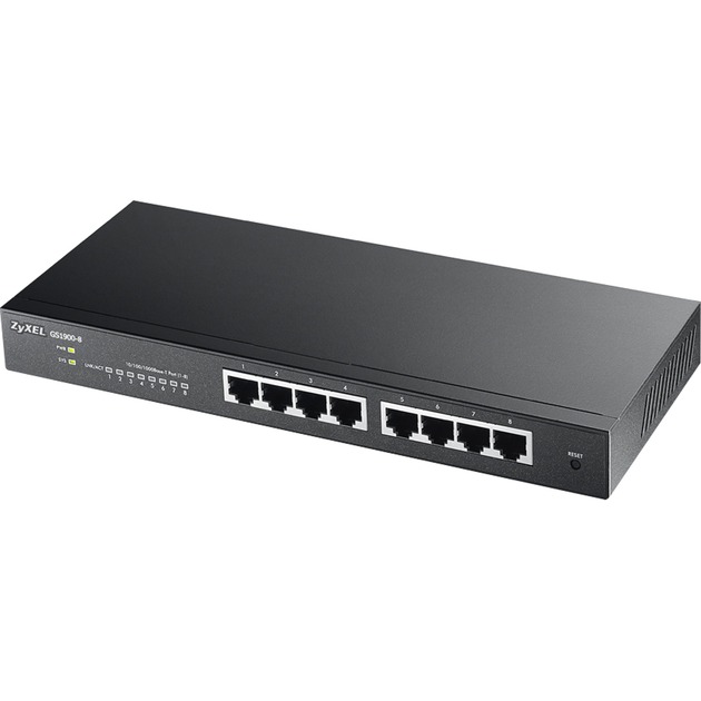 GS1900-8 Zarz?dzany L2 Gigabit Ethernet (10/100/1000) Czarny, Prze??cznik
