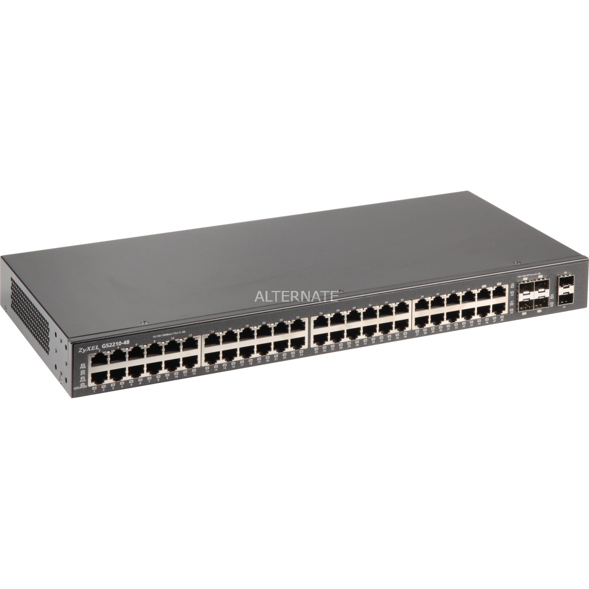 GS2210-48 Nie zarz?dzany L2 Gigabit Ethernet (10/100/1000) Czarny 1U, Prze??cznik