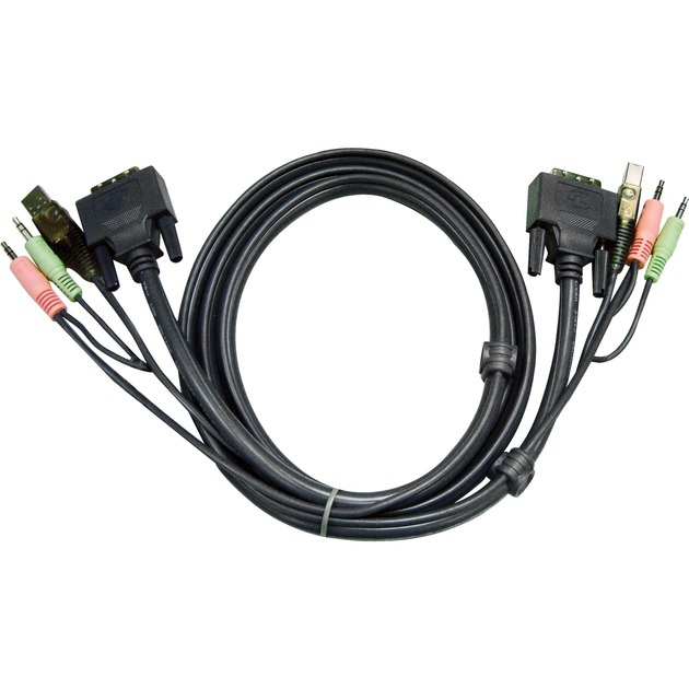 6ft USB DVI-I Single Link kabel KVM Czarny 1,8 m