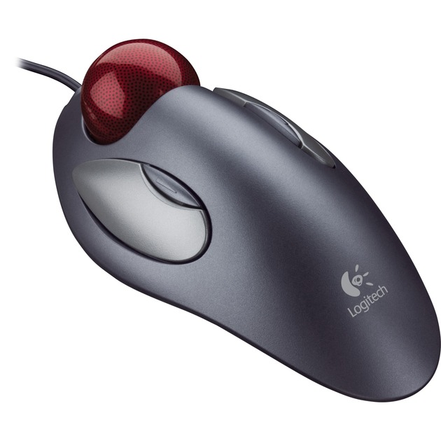 Trackman Marble myszka USB+PS/2 Manipulator kulkowy Oburęczny Szary, Czerwony, Trackball