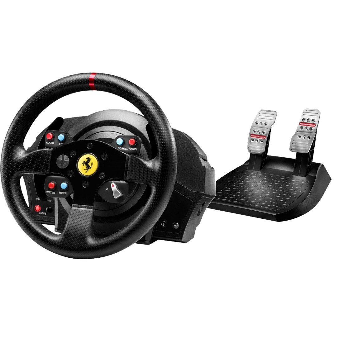 T300 Ferrari GTE Kierownica + pedały PC, Playstation 3, PlayStation 4 Czarny
