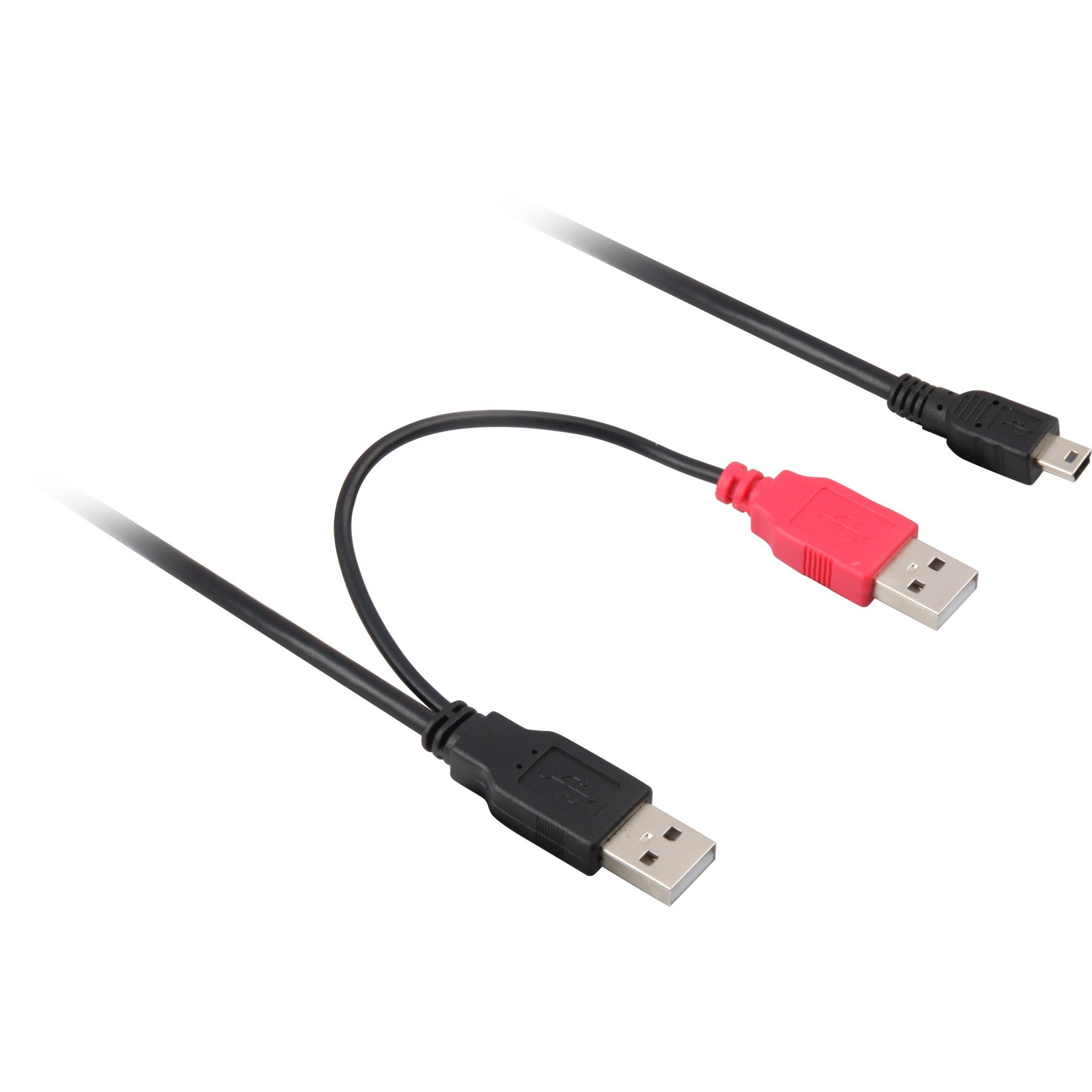 2x USB2.0-A male / USB mini 5-pin kabel USB 1 m USB A Mini-USB B Męska Czarny