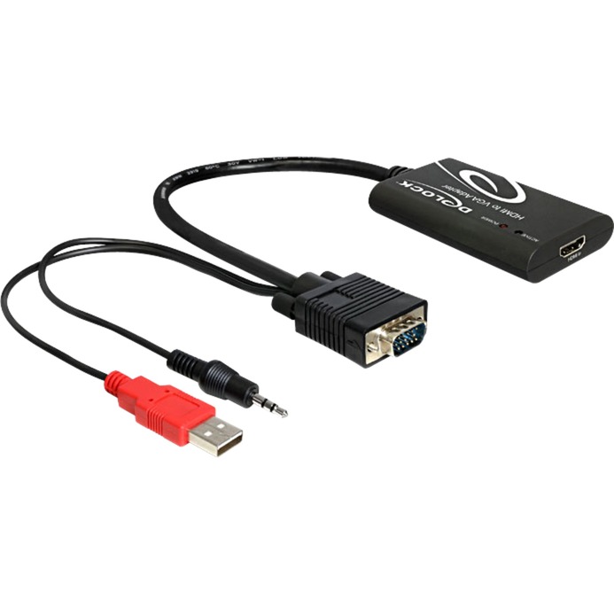 62407 przej?ciówka VGA, 3p, USB A HDMI Czarny, Adapter
