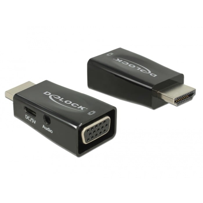 65901 HDMI A VGA & 3.5 mm Audio Czarny przejściówka, Adapter
