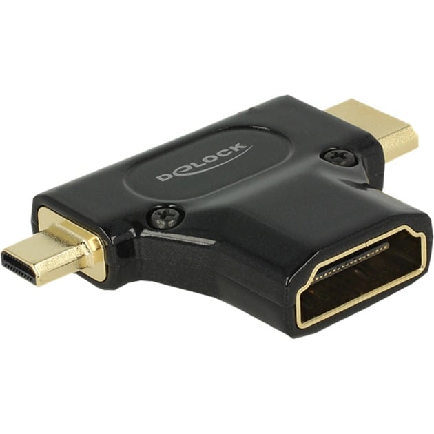 HDMI-A/HDMI Mini-C+ Micro-D, F/M+M Mini-HDMI + Micro-HDMI Czarny, Adapter