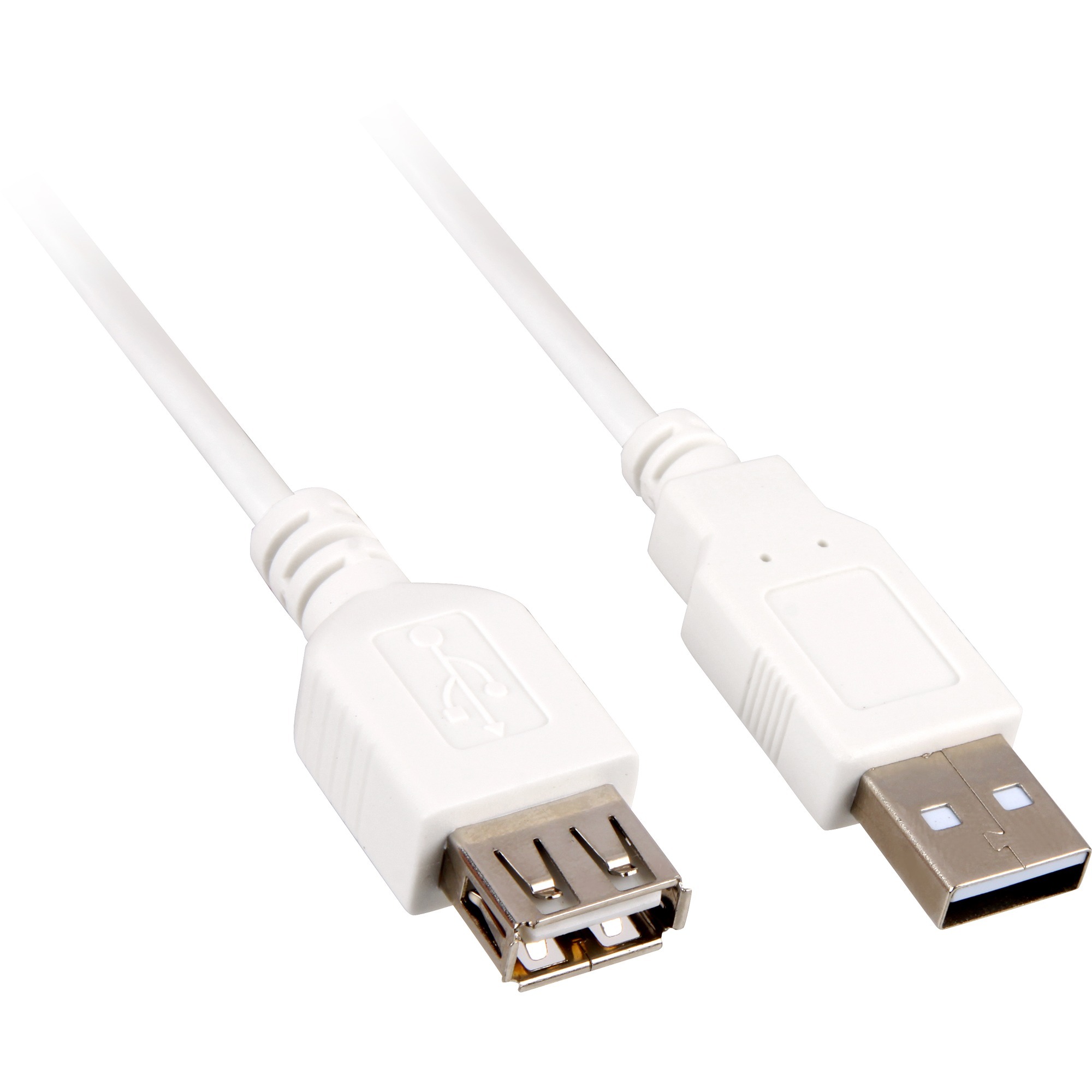 1m 2xUSB2.0-A kabel USB USB A Męska Żeńska Biały, Przedłużacz