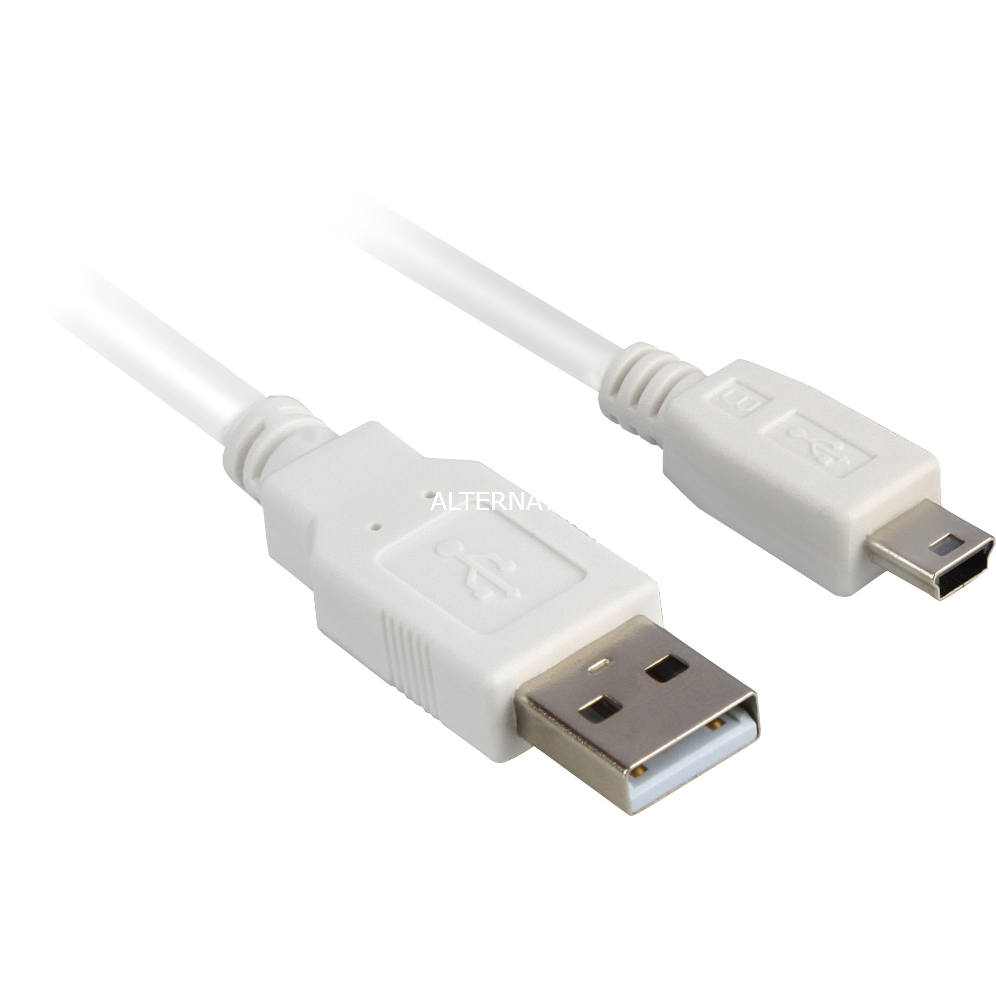 1m, USB2.0-A/USB2.0-Mini B kabel USB USB A Mini-USB B Męska Biały