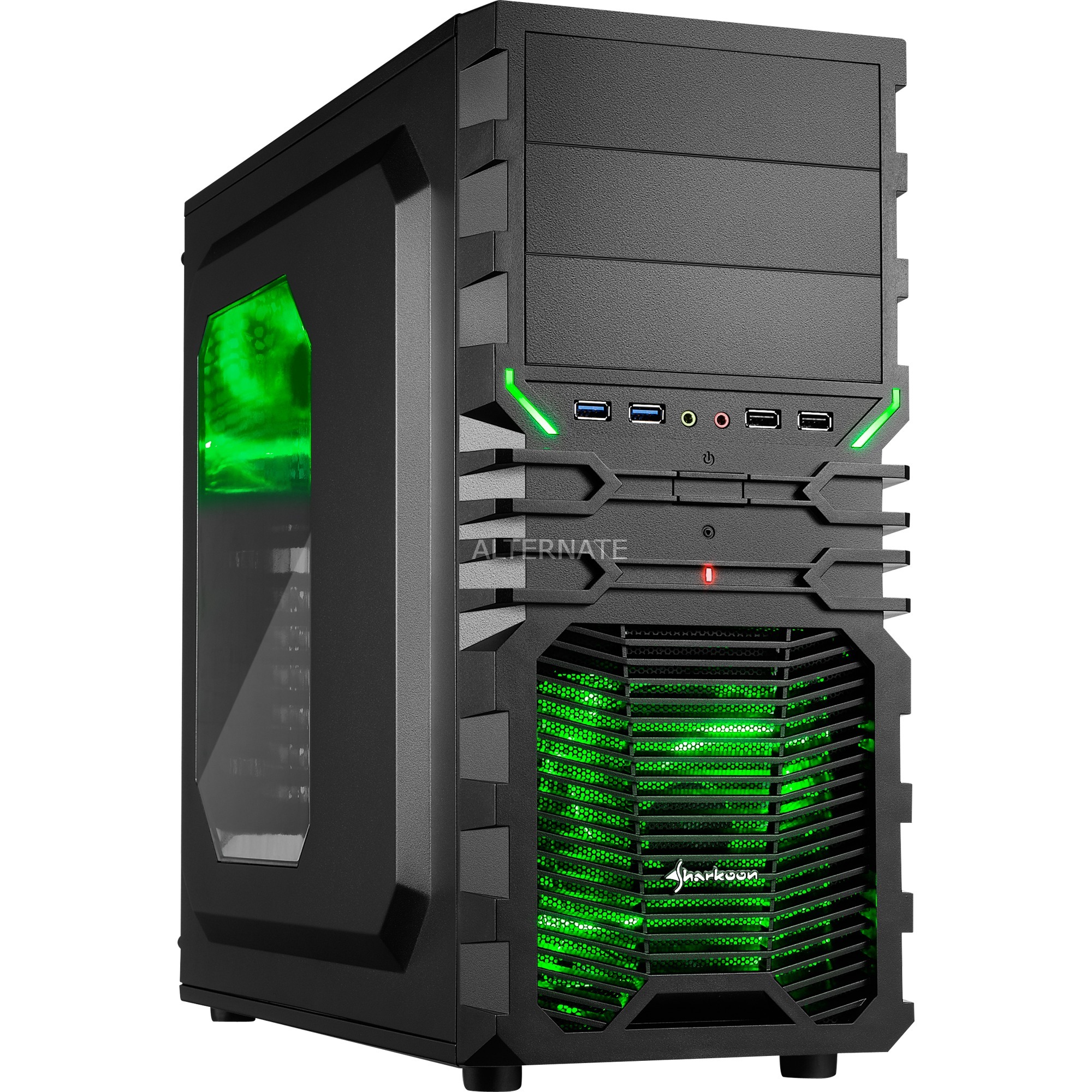 VG4-W zabezpieczenia & uchwyty komputerów Midi Wieża Czarny, Zielony, Obudowa typu Tower