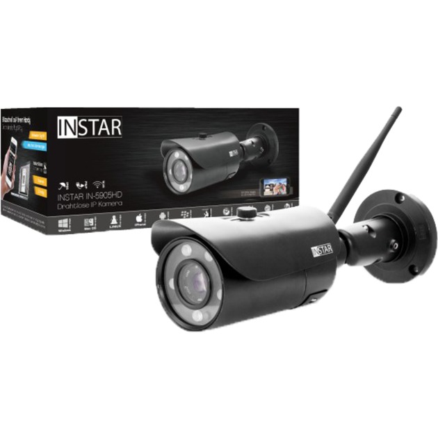 IN-5905HD Kamera bezpieczeństwa IP Zewnątrz Pocisk Czarny 1280 x 720 piksele, Kamera systemowa