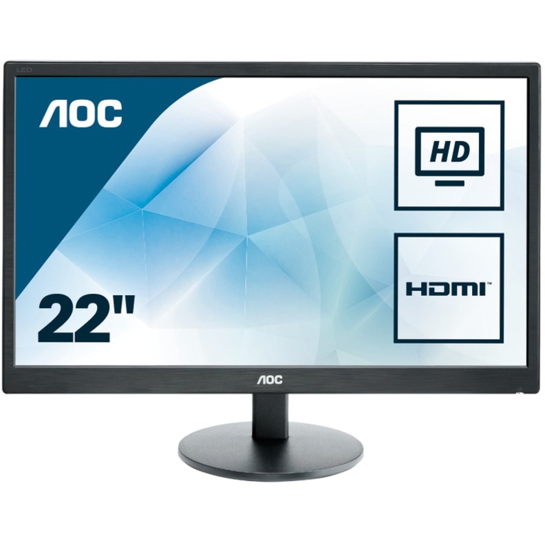 Value-line E2270SWHN LED display 54,6 cm (21.5") Full HD Płaski Matowy Czarny, LED monitor