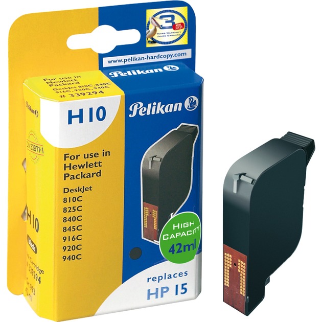 Inkjet Cartridge H10 replaces HP 15, black, 42 ml nabój z tuszem Czarny, Atrament